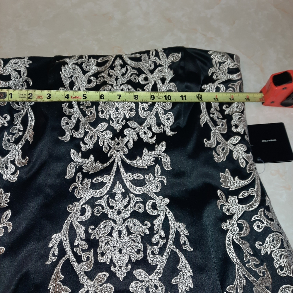 White House Black Market Strapless Black Dress with Ivory Lace Motif - Picture 12 of 12